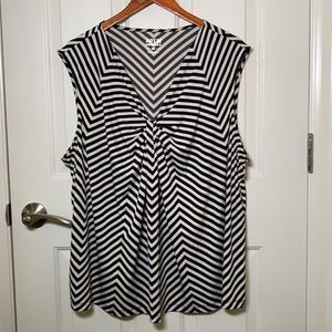 APT. 9 Sleeveless Top Black and White Stripe Women's Plus Size 3X